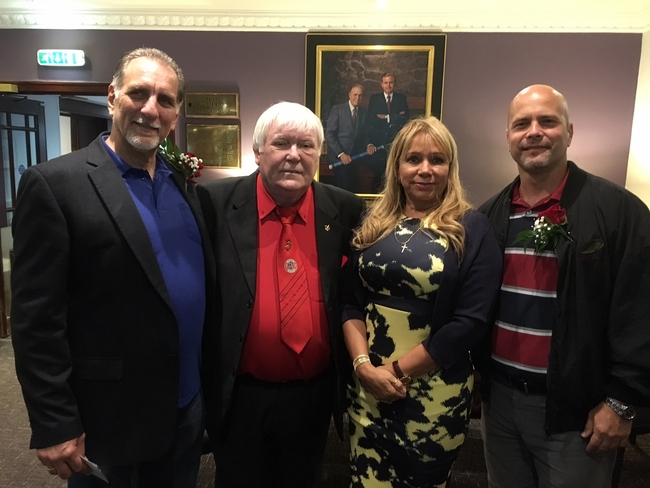 Davey Hopper and his wife Maritza, with the Miami Five's Rene and Gerardo at the 2016 Durham Miners' Gala