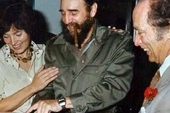 Fidel Castro with Pierre Elliott and Margaret Trudeau during their state visit to Cuba in 1976