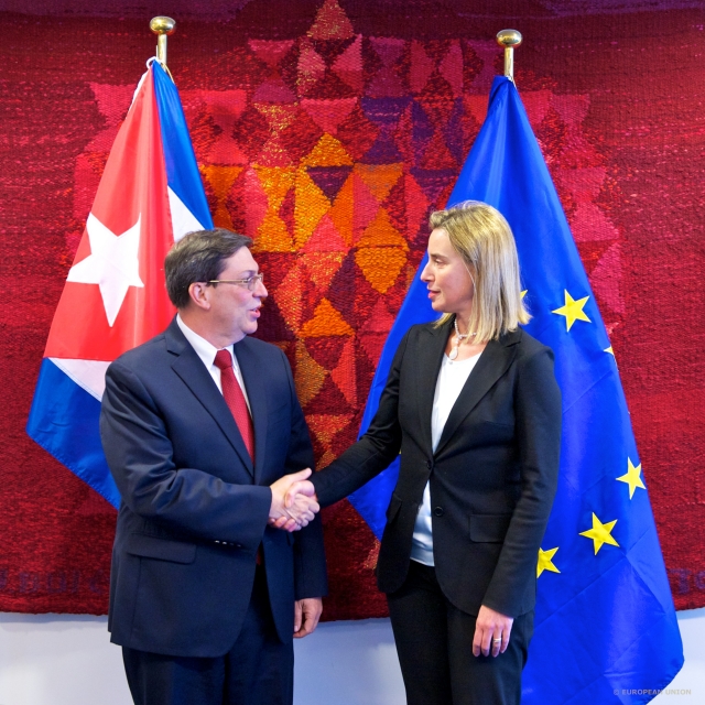 Bruno Rodriguez, Foreign Minister of Cuba and Federica Mogherini, EU High Representative for Foreign Affairs 