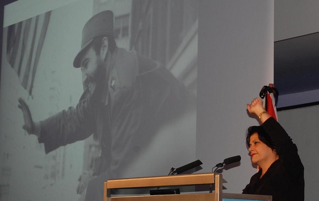 H.E. Teresita Vicente at the London Memorial for Fidel Castro