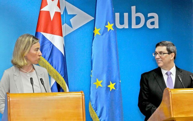 High Representative of the Union for Foreign Affairs and Security Policy, Federica Mogherini, and Cuban Foreign Minister Bruno Rodríguez