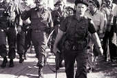 Fidel with Captain Jose R. Fernandez (to his right) arrive at the Bay of Pigs.Photo:Granma