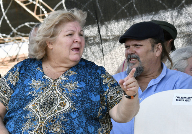 Aleida Guevara March and her brother Camillo attend a commemoration in Bolivia of the 50th anniversary of their father’s death