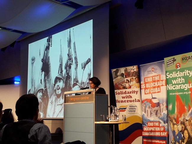 Teresita Vicente, Cuban Ambassador, speaking at the Latin America Conference