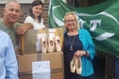 The ballet shoes are being stored by the RMT before they are shipped to Cuba