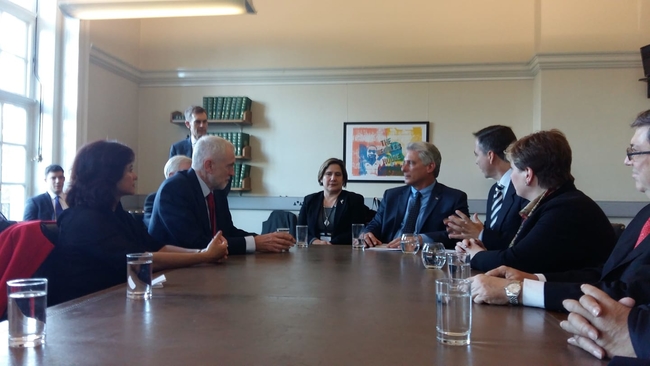 Miguel Diaz-Canel with Leader of the Labour Party Jeremy Corbyn MP and Shadow Foreign Secretary Emily Thornberry MP 