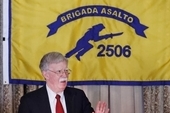 US National Security Advisor John Bolton speaking to veterans of the failed Bay of Pigs invasion