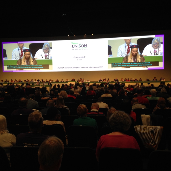 UNISON North West delegate Tracy Delaney speaking in support of the Cuba motion