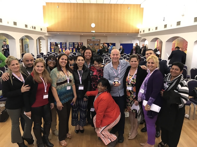 Cuba Solidarity Campaign Director Rob Miller with the CTC medal and Cuban trade union delegation at the Unions for Cuba Conference