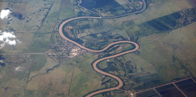 An aerial photo of Cuba's Rio Cauto