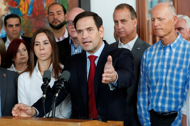    Sen. Marco Rubio, seen here discussing Latin America in 2019, is widely known in Washington as a major force behind the president’s policies in the region. | Wilfredo Lee/AP Photo