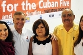Alicia, (left) at an SEIU meeting for the Five in Los Angeles August 2011. Pictured with Tony Woodley (Unite), Cristina Vasquez (SEIU), Mike Garcia (SEIU) and Natasha Hickman (CSC)