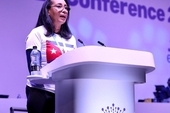 Niurka Gonzalez addressing the NEU conference on 14 April