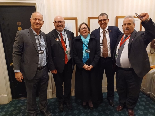 Left to right: Rob Miller,CSC Director; Grahame Morris MP; Bárbara Montalvo Álvarez, Cuban Ambassador to the UK; Dr José Ramon Cabañas; Mick Whitley MP