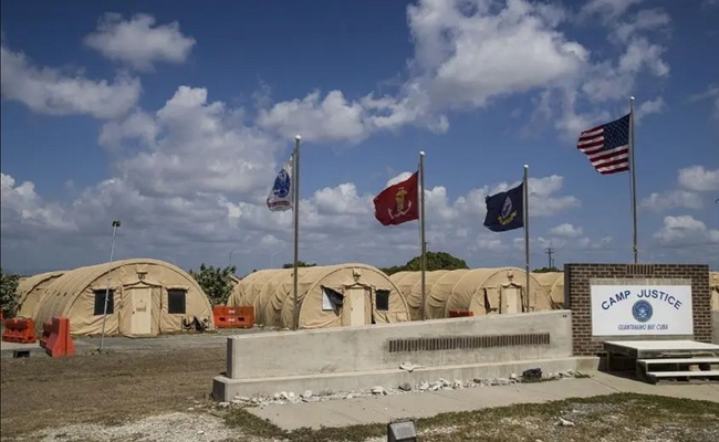 The U.S prison on Guantánamo Bay, Cuban land held illegally by the U.S.