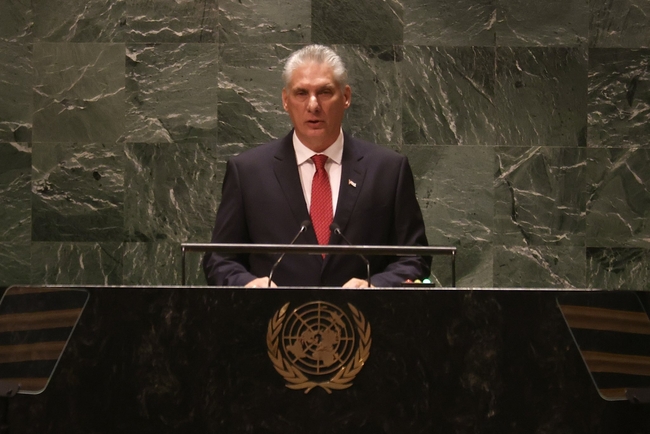 President Miguel Díaz-Canel Bermúdez addressing the United Nations