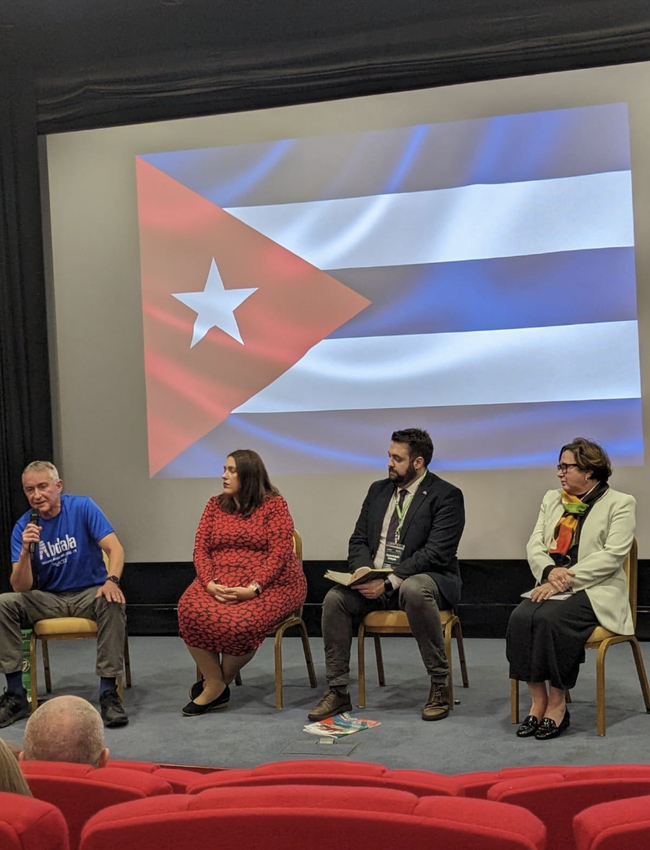 Bob Oram, Heledd Fychan, Luke Fletcher and Bárbara Montalvo Álvarez at the Plaid Cymru fringe