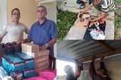 Otto Medero Ungo, ICAP, with Jesús Nilo Soca Muñiz, Head of Construction and Investment Programmes in Pinar del Río, with some of the materials sent by CSC