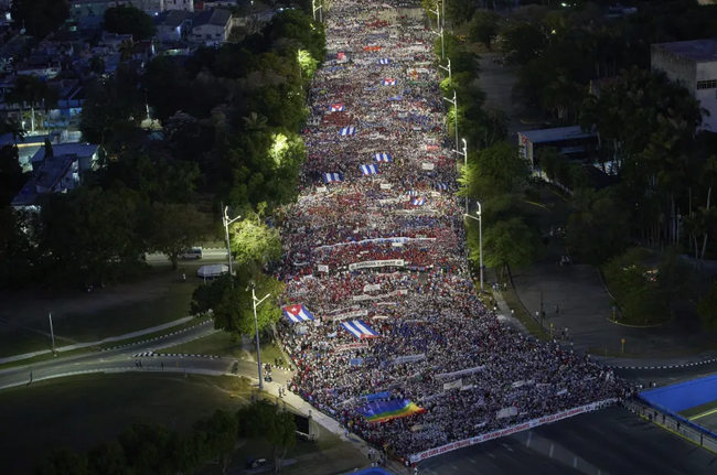 Cubans march to Revolution Square to mark May Day, in Havana, May 1, 2025