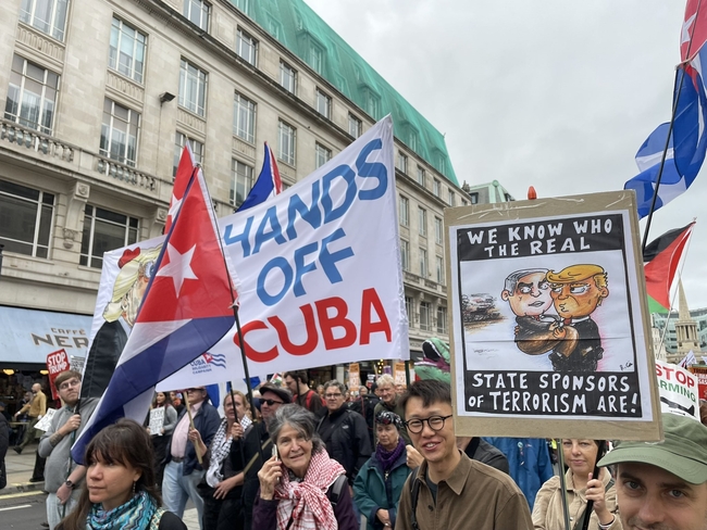 CSC supporters marching in London against Trump's state visit