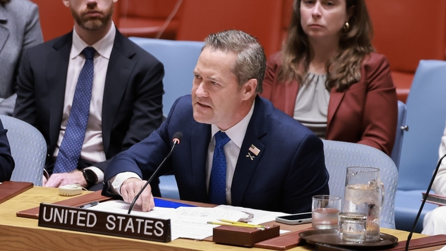 US  Ambassador to the United Nations Mike Waltz speaking at a UNSC session US  Ambassador to the United Nations Mike Waltz speaking at a UNSC session