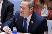 US Ambassador to the United Nations Mike Waltz speaking at a UNSC session
