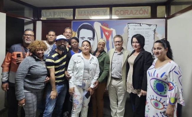 Dave John with members SNTC (National Union of Cultural Workers) executive in February