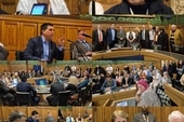 Clockwise from top left: Ambassador Ismara Vargas Walter; Diane Abbott MP; the panel with MPs; audience members; Dr Emily Morris and Bernard Regan; MPs Ian Byrne, Richard Burgon, Steve Witherden; the 