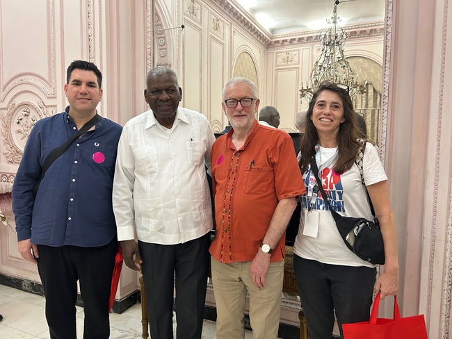 Esteban Lazo Hernández, President of the Cuban National Assembly, with Jeremy Corbyn, Richard Burgon and Natasha Hickman