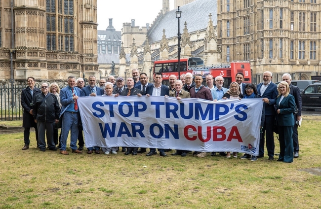 MPs, trade unionists and campaigners outside Parliament on Wednesday 3 June