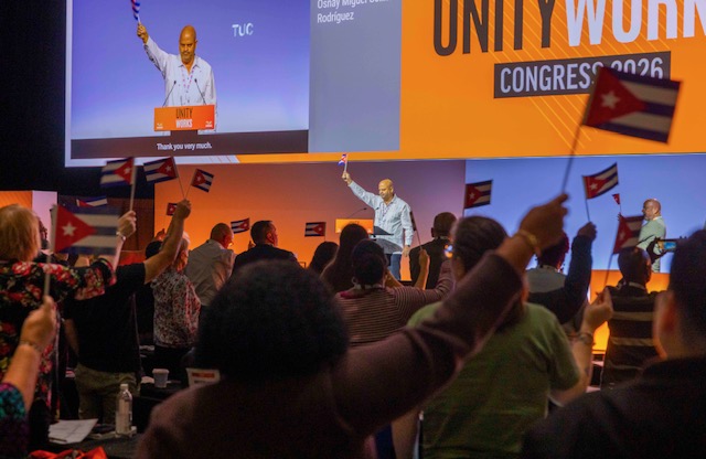 Osnay Miguel Colina and delegates at TUC Congress 2026